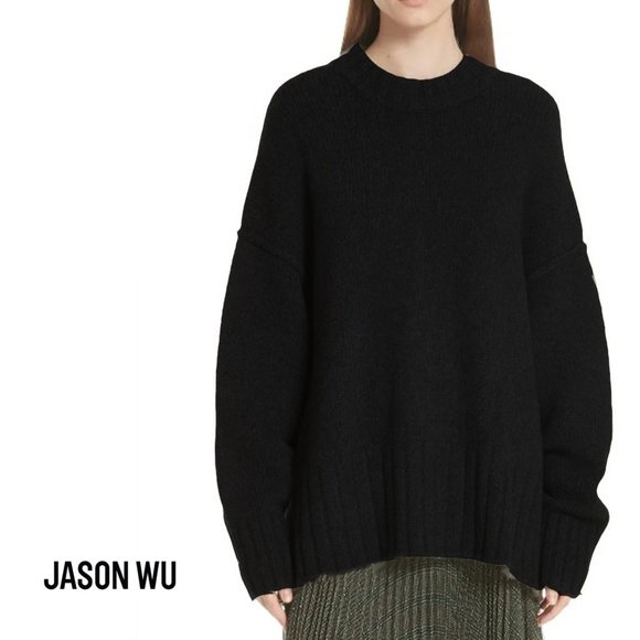 Jason Wu Sweaters - NWT GREY By JASON WU Fritz Oversized Black Crew Neck Sweater Small Size